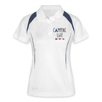 Campingleben - Frauen Polo atmungsaktiv - Weiß/Navy - Vorne