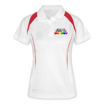 Regenbogen Herz Lgbt Bisexuell Statement - Frauen Polo atmungsaktiv - Weiß/Navy - Vorne