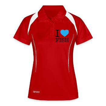 I LOVE FISH - Frauen Polo atmungsaktiv - Weiß/Navy - Vorne