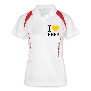 I LOVE BEES Bienen - Frauen Polo atmungsaktiv - Weiß/Navy - Vorne