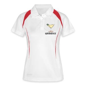 GLÜCKWUNSCH - ANLASS ANSTOßEN - LINE ART ALKOHOL - Frauen Polo atmungsaktiv - Weiß/Navy - Vorne