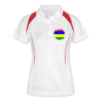 Motif de drapeau blob de Maurice - Polo respirant Femme - blanc/marine - Devant