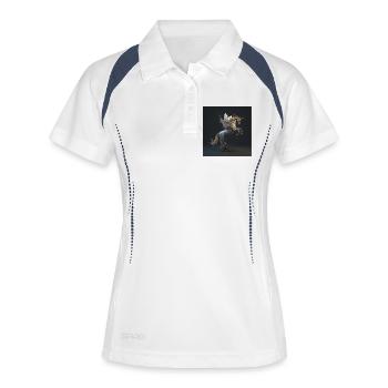 Magisches Blumen Einhorn - Frauen Polo atmungsaktiv - Weiß/Navy - Vorne