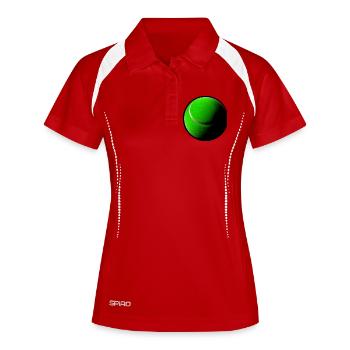 Balle de tennis lever de soleil - Polo respirant Femme - blanc/marine - Devant