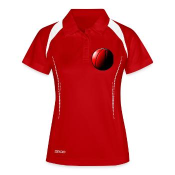 Basketball Sonnenaufgang Rund - Frauen Polo atmungsaktiv - Weiß/Navy - Vorne
