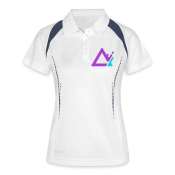 Geometrische Kronenform in Lila - Frauen Polo atmungsaktiv - Weiß/Navy - Vorne