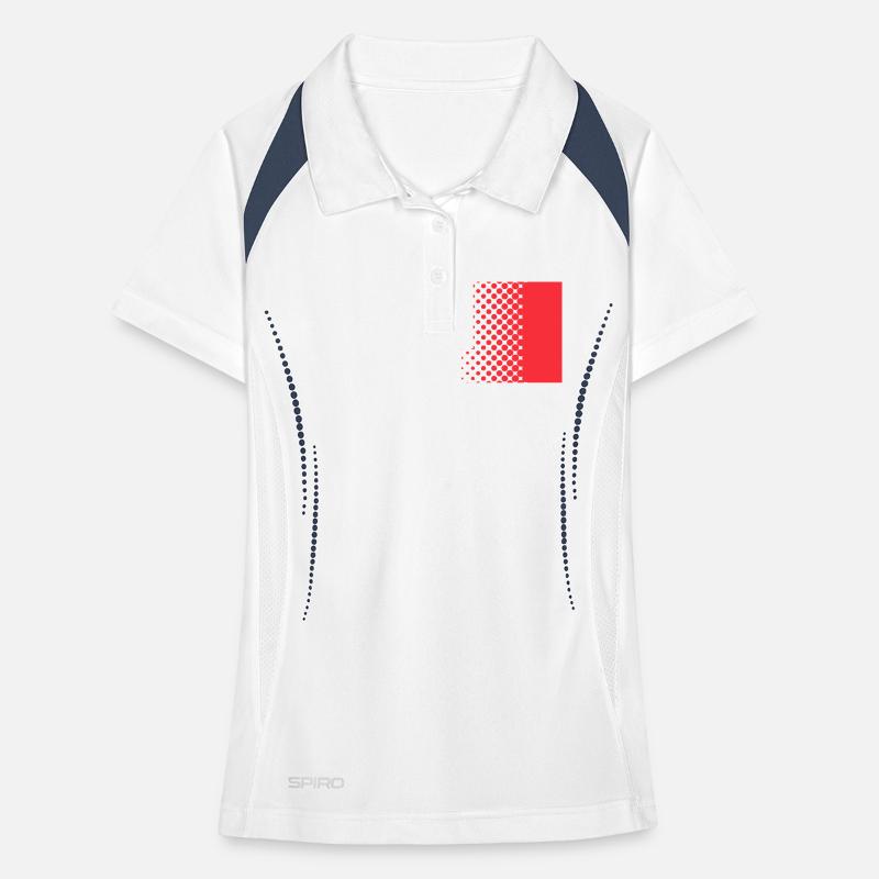 Halftone Gradient Rotes Panel Frauen Polo atmungsaktiv