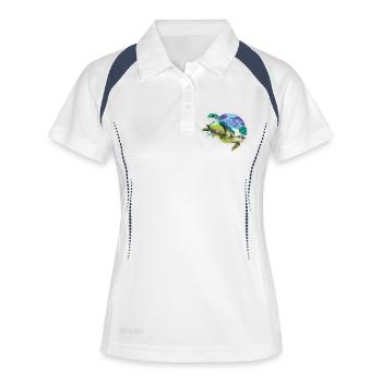 Aquarell Leitfähige Tropfen Schildkröte - Frauen Polo atmungsaktiv - Weiß/Navy - Vorne