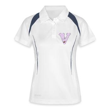V - Frauen Polo atmungsaktiv - Weiß/Navy - Vorne