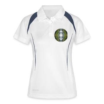 Natur Mandala Neuseeland - Frauen Polo atmungsaktiv - Weiß/Navy - Vorne
