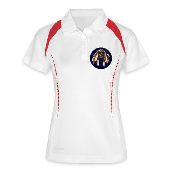 scull avec des plumes autour - Polo respirant Femme - blanc/marine - Devant