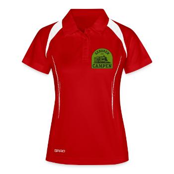Geboren Zum Campen Patch - Frauen Polo atmungsaktiv - Weiß/Navy - Vorne