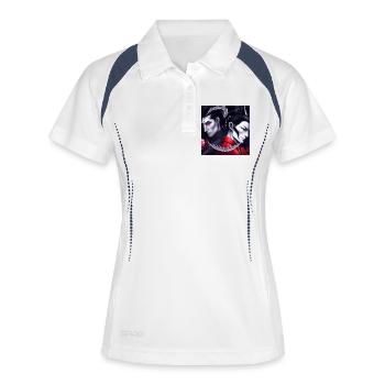 Samurai dragon portrait Art Valentine Moonlight - Frauen Polo atmungsaktiv - Weiß/Navy - Vorne