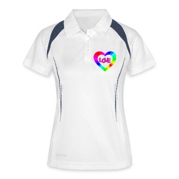 Cœur arc-en-ciel NeonLOVE - Polo respirant Femme - blanc/marine - Devant