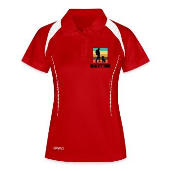 Wanderer Wandern Statement Bergwanderung Klettern - Frauen Polo atmungsaktiv - Weiß/Navy - Vorne