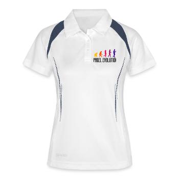 Padelspiel Padel Evolution Spieler Sportart Spruch - Frauen Polo atmungsaktiv - Weiß/Navy - Vorne