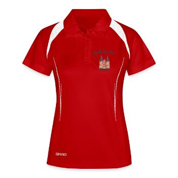 Lübeck Welterbestätte Holstentor, Norddeutschland - Frauen Polo atmungsaktiv - Weiß/Navy - Vorne