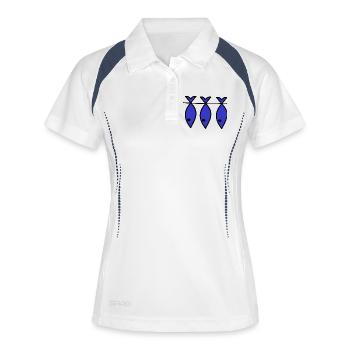 SARDINE. FISCH. APRILSCHERZ. OSTERN. MEER - Frauen Polo atmungsaktiv - Weiß/Navy - Vorne