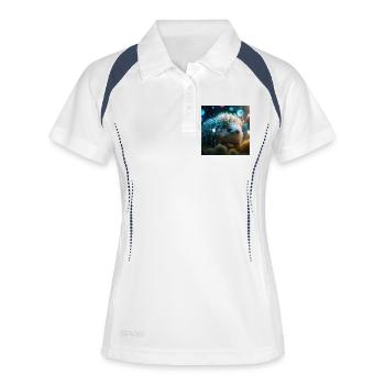 Foto Makro Kreatur 03 - Frauen Polo atmungsaktiv - Weiß/Navy - Vorne