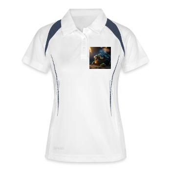 Foto Makro Kreatur 01 - Frauen Polo atmungsaktiv - Weiß/Navy - Vorne