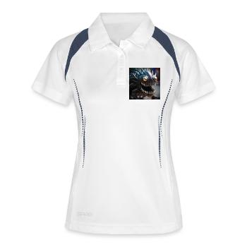 Foto Makro Kreatur 11 - Frauen Polo atmungsaktiv - Weiß/Navy - Vorne