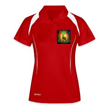 Biche astrale cannabis - Cannabiche - Polo respirant Femme - blanc/marine - Devant