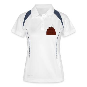 Geschenke, 40 Geburtstagstorte - Frauen Polo atmungsaktiv - Weiß/Navy - Vorne