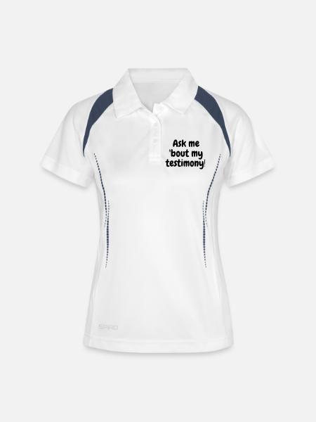 Ask me bout my testimony - Women's Polo breathable - white/navy