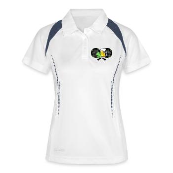 Racket Padel Sport Balls Padel Tennis - Women's Polo breathable - white/navy - Front