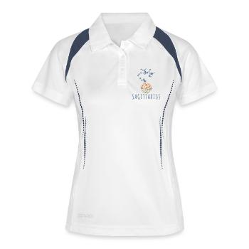 Das Sternbild Schütze - Frauen Polo atmungsaktiv - Weiß/Navy - Vorne