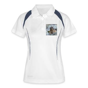 Murmeltier Porträt 6 - Alpen Deko und Geschenkidee - Frauen Polo atmungsaktiv - Weiß/Navy - Vorne