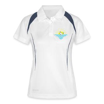 Tourterelle et branche de palmier - Polo respirant Femme - blanc/marine - Devant