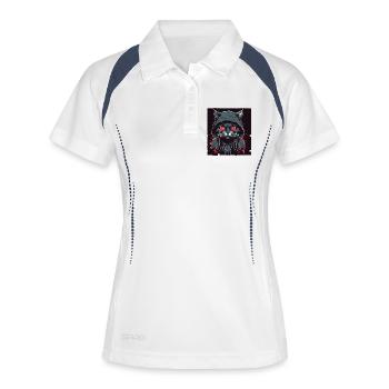 Hacker cat - Frauen Polo atmungsaktiv - Weiß/Navy - Vorne
