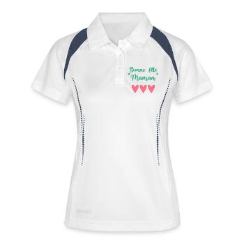MAMAN. FÊTE DES MÈRES. BONNE FÊTE MAMAN. JE T'AIME - Polo respirant Femme - blanc/marine - Devant
