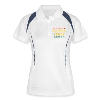 Motivierende Wortspiel-Kunst auf Textilien - Frauen Polo atmungsaktiv - Weiß/Navy - Vorne