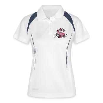 wüds Katzal-wilde Katze, Österreichischer Dialekt - Frauen Polo atmungsaktiv - Weiß/Navy - Vorne
