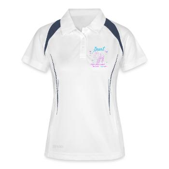 Braut JGA Line Art lustiger Spruch - Frauen Polo atmungsaktiv - Weiß/Navy - Vorne