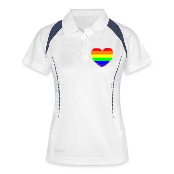 Cœur LGBTQ | Dans un style vintage - Polo respirant Femme - blanc/marine - Devant