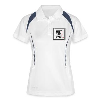 Geschenk Vatertag - Papa ist der Beste / Männertag - Frauen Polo atmungsaktiv - Weiß/Navy - Vorne