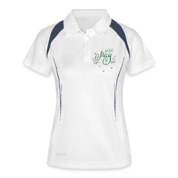 Mai, mois, printemps - Polo respirant Femme - blanc/marine - Devant