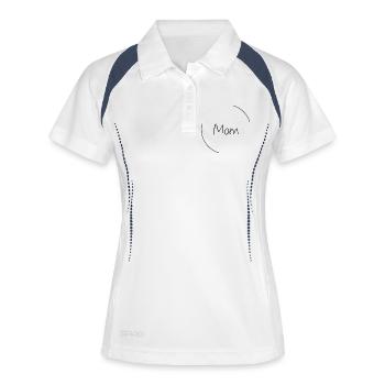 Mom - Frauen Polo atmungsaktiv - Weiß/Navy - Vorne