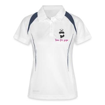 Zeit für Yoga - Frauen Polo atmungsaktiv - Weiß/Navy - Vorne