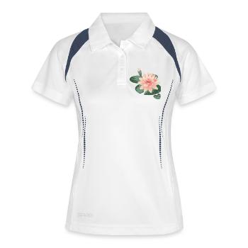 Water lily blossom with bud in water lily pond - Women's Polo breathable - white/navy - Front