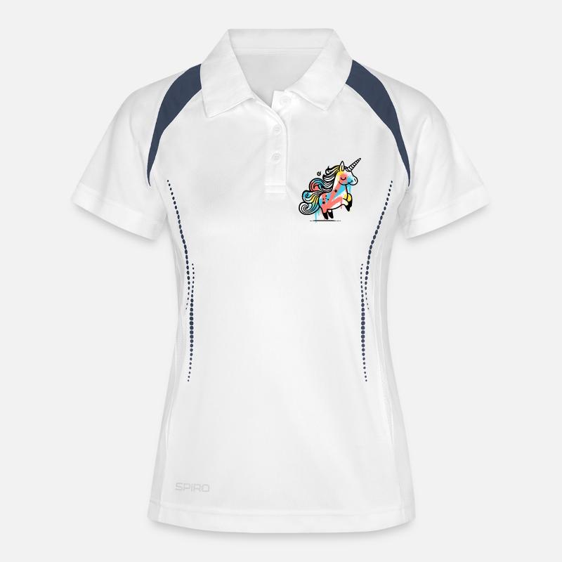 Colourful Whimsical Unicorn Design - Women's Polo breathable - white/navy