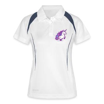 Conception fantaisiste de licorne arc-en-ciel - Polo respirant Femme - blanc/marine - Devant