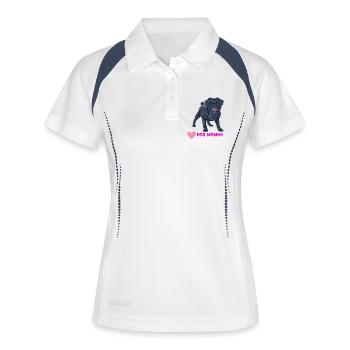 Dog Mommy – Süßes Mops Motiv - Frauen Polo atmungsaktiv - Weiß/Navy - Vorne