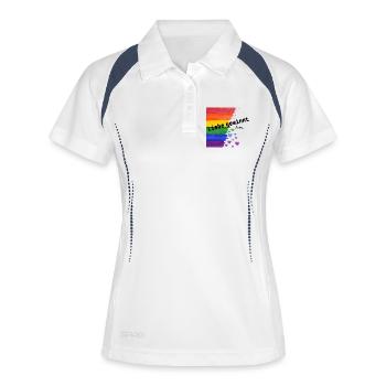 Liebe ist Liebe – Regenbogen Pride Design - Frauen Polo atmungsaktiv - Weiß/Navy - Vorne