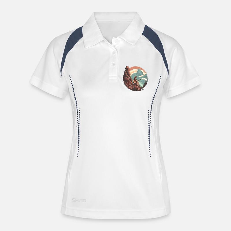 Serene Mountain Guitar Scene - Women's Polo breathable - white/navy