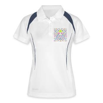Des motifs animaux et végétaux vibrants. Otomi - Polo respirant Femme - blanc/marine - Devant