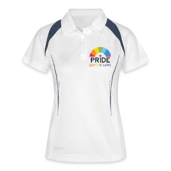 Stolz - Liebe ist Liebe. - Frauen Polo atmungsaktiv - Weiß/Navy - Vorne